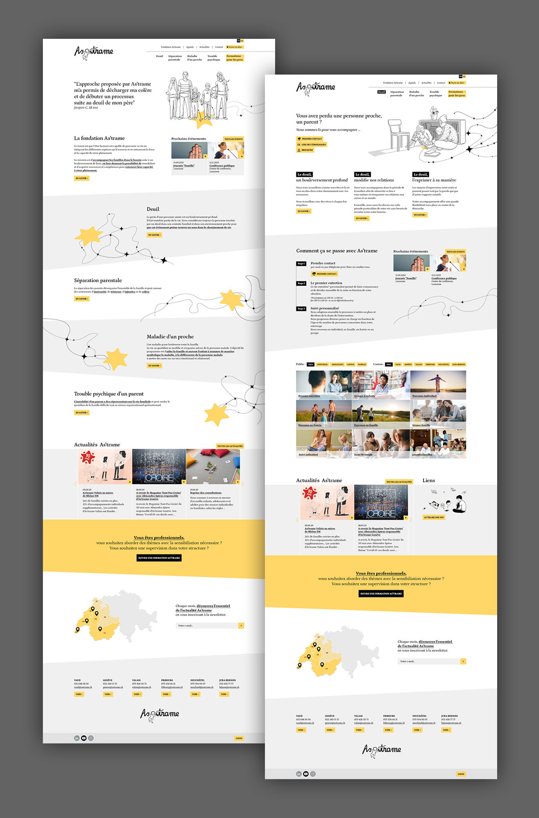 Webdesign pour la fondation As'trame à Fribourg réalisés par Jessica Goodwin